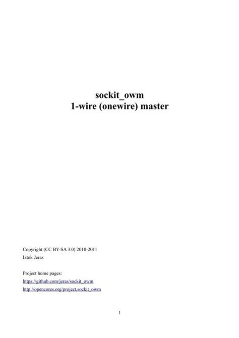 1 wire onewire master user manual opencores