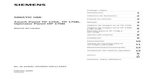 Read Online 1 2 Simatic Hmi 3 4 Operator Panel Op 170B 5 6 7 8 9 10 11 