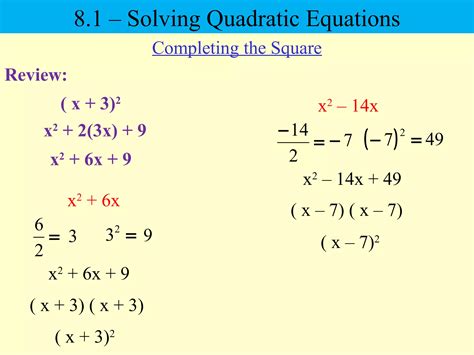 Read 1 5 Solving Quadratic Equations Ppt Ottummath 