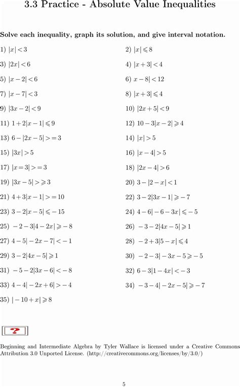 Read Online 1 6 Practice Absolute Value Equations And Inequalities Answers 