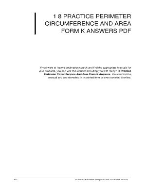 Download 1 8 Practice Perimeter Circumference And Area Form K Answers 