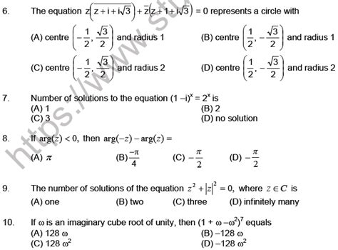 Read 1 Mcq Math Question Chapter Complex Number 