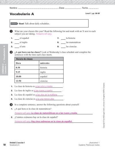 Full Download 1 Unidad Leccion 2 Workbook Answers 