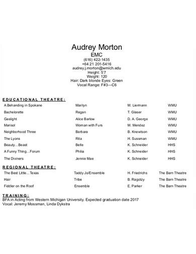 10+ Acting Resume Examples to Download - muktibox.com