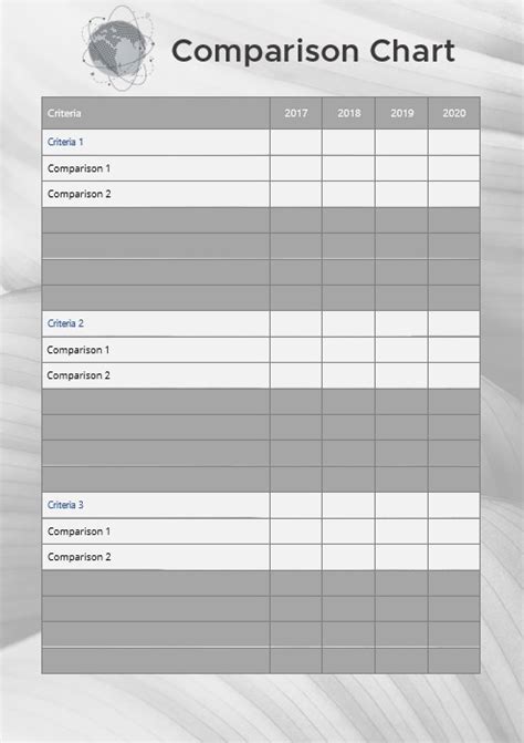 10+ Comparison Chart free template in PSD shop fresh