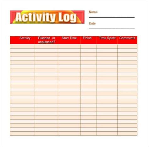 10+ Daily activity log templates Word Excel PDF Formats Daily activities, Time management