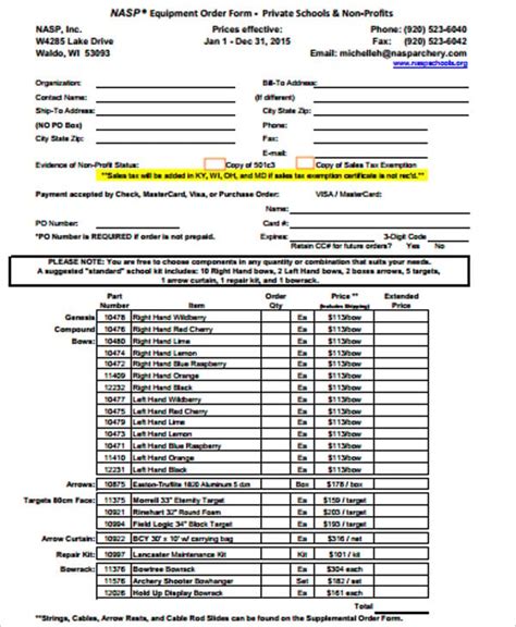 10+ Equipment Order Forms PDF
