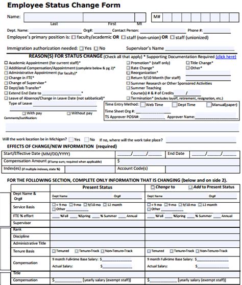 10+ Free Employee Status Change Forms Templates Word Excel Templates