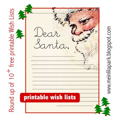 10+ Free printable wish lists ausdruckbare Wunschlisten roundup