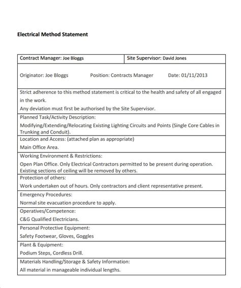 10+ Method Statement Templates Free Word & PDF Formats, Samples