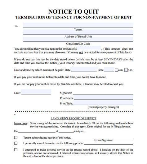 10+ Notice to Quit Samples Sample Templates