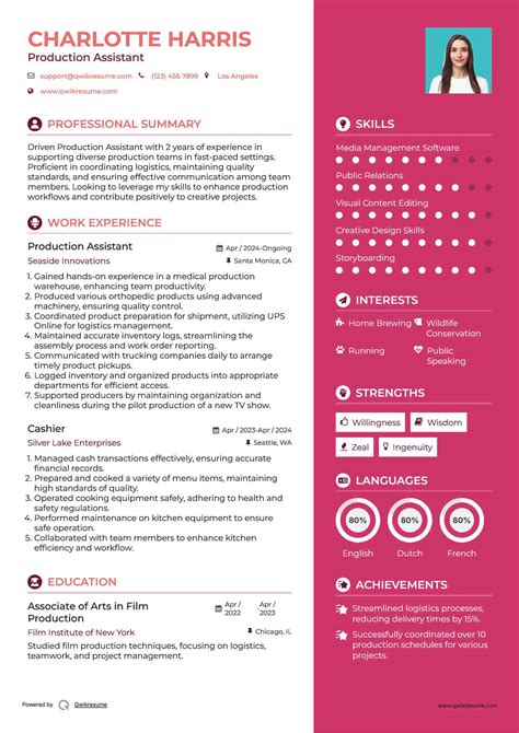 10+ Production Assistant Resume Samples & Templates … - muktibox.com