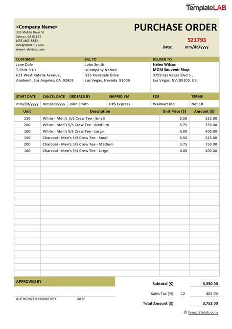 10+ Purchase Order Template For Excel Sample Templates