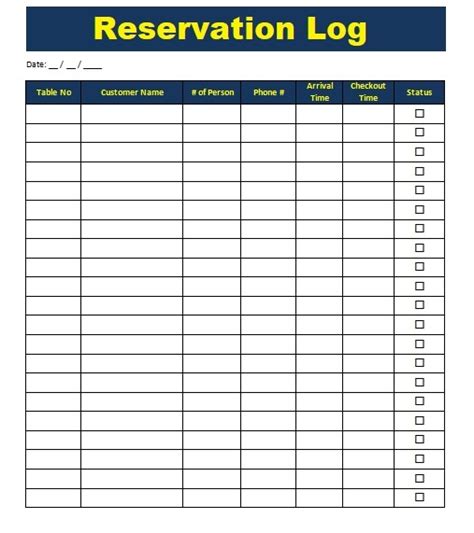 10+ Reservation Log Template Free Log Templates