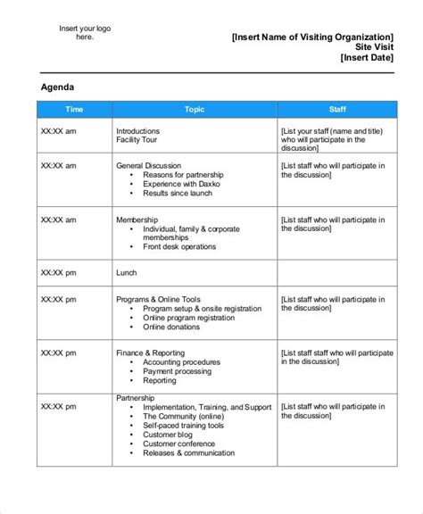 10+ Sample Visit Agenda Free Sample, Example Format Download