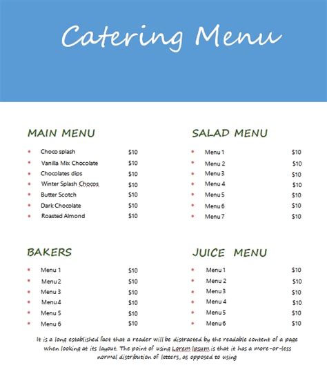 10+ catering menu template Template Business PSD, Excel, Word, PDF