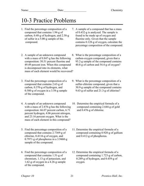 10 3 Practice Problems Chemistry Answers Bing