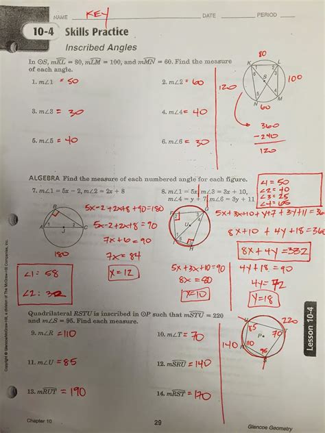 10 4 inscribed angles practice