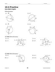 10 4 Practice Inscribed Angles