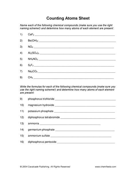 10 Best Counting Atoms Worksheets For Learning Atomic Structure The