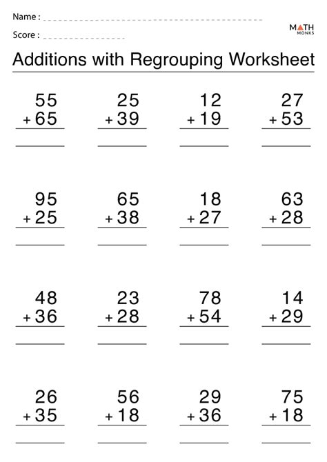 10 Best Images of Add And Sub Worksheet Math Addition with Regrouping