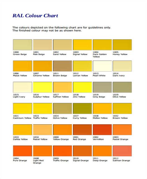 10 Color Chart Templates Samples Examples Free Premium Templates