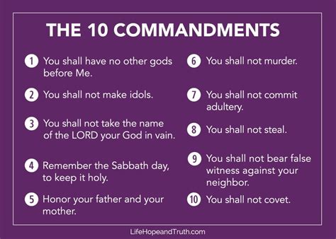 10 Commandments List - Life, Hope & Truth