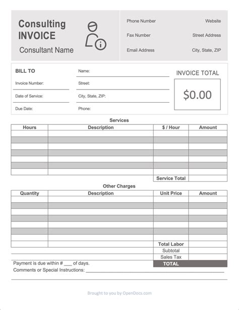 10 Consulting Invoice Template Excel Excel Templates