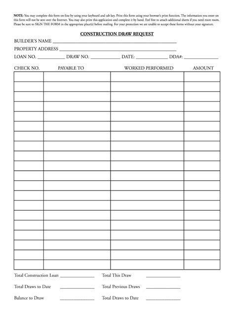 10 Draw Request Form Template Template Monster