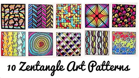 10 Easy Colourful Zentangle Art Patterns Part 2 Patterns for