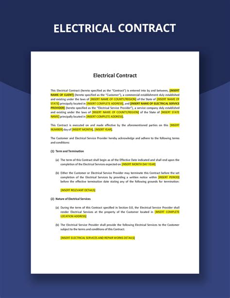 10 Electrical Contract Example Templates Word Docs Pages Examples