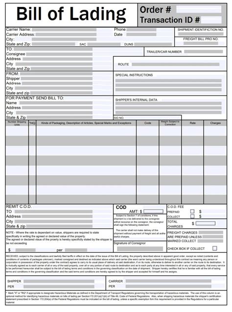 10 Free Bill Of Lading Templates Ms Word Ms Excel