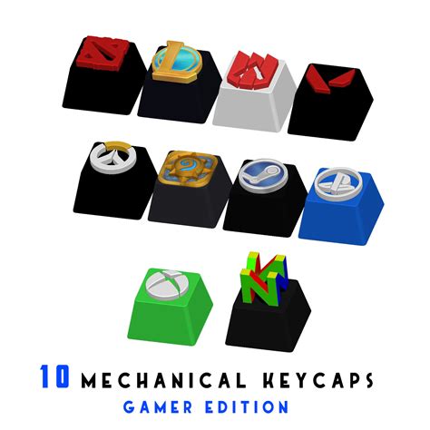 10 Keycaps for mechanical Keyboard 3D printable model 1