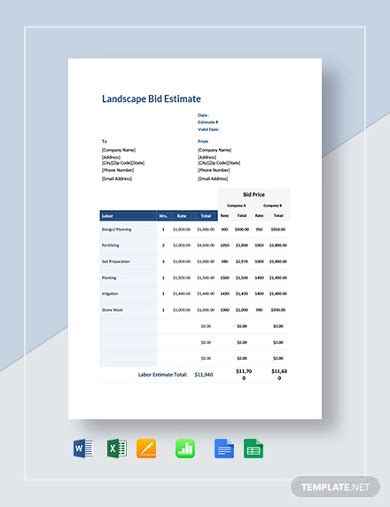 10 Landscape Estimate Examples In Pdf Google Docs Google Sheets Excel Word Numbers Pages Examples
