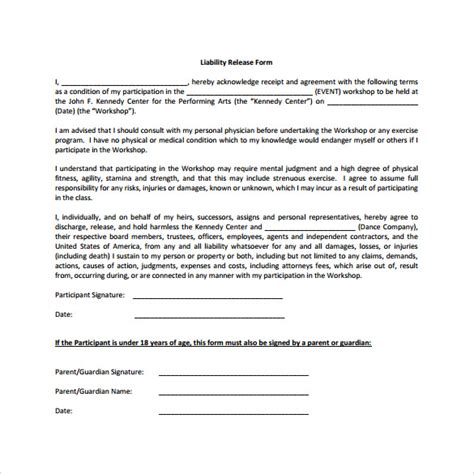 10 Liability Release Form Examples Download for Free Sample Templates