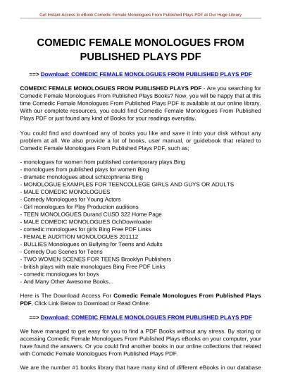 10 One-Minute Comedic Female Monologues - PerformerStuff More Good Stuff - muktibox.com