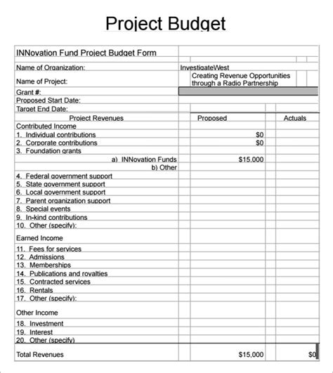 10 Project Budget Templates Free Sample Example Format
