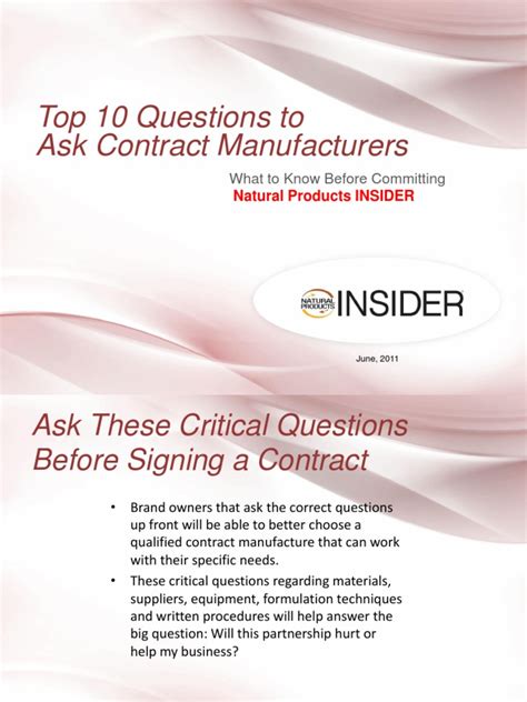 10 Questions to Ask Contract Manufacturers