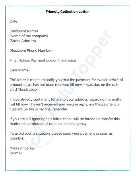10 Sample Collection Letters Examples, Format and How To Write Sample