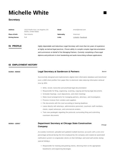 10 Secretary Resume Templates Free Sample Example Format Download Free Premium Templates