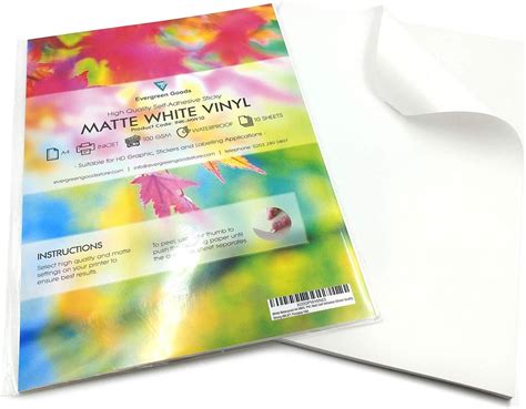 10 Sheets White Waterproof A4 VINYL PVC Matt Self Adhesive Sticker