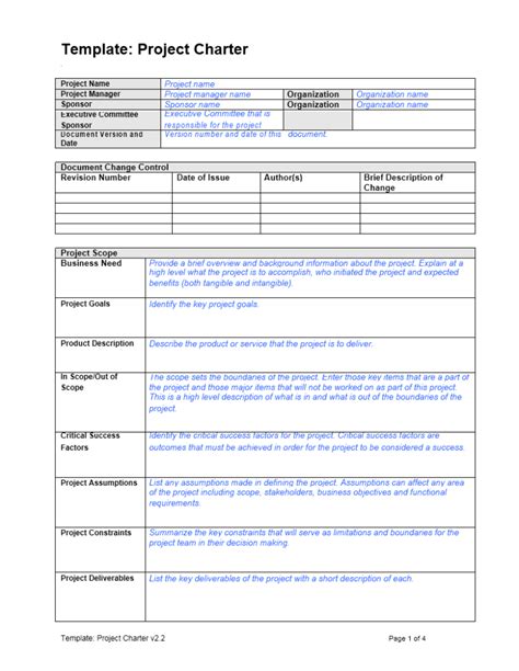 10 Simple Project Charter Template SampleTemplatess SampleTemplatess