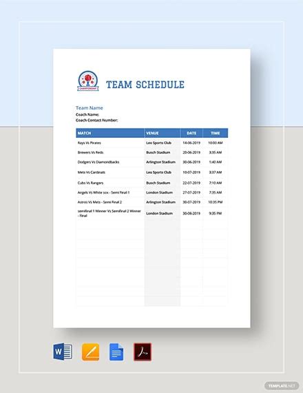 10 Team Schedule Template Addictionary