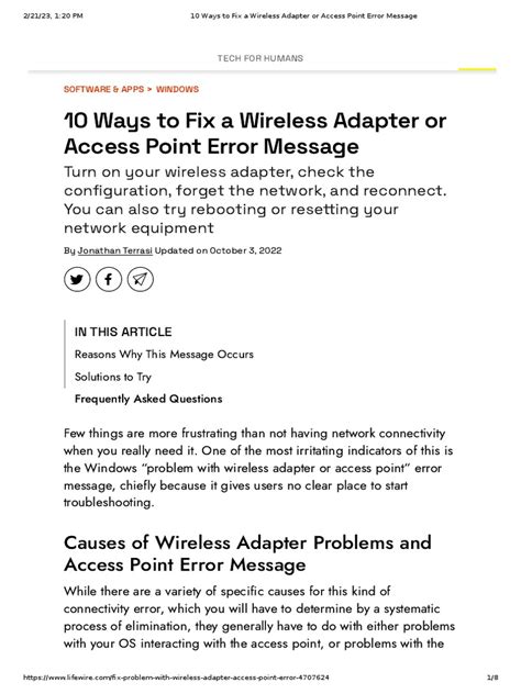 10 Ways to Fix a Wireless Adapter or Access Point Error Message