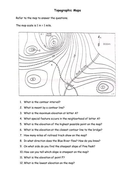 10 Best Topographic Map Worksheets Printable Printablee Com Topographic Maps Worksheet With Answers - Topographic Maps Worksheet With Answers