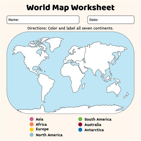 10 Best World Map Printable Worksheet Printablee Com Map Of The World Worksheet - Map Of The World Worksheet