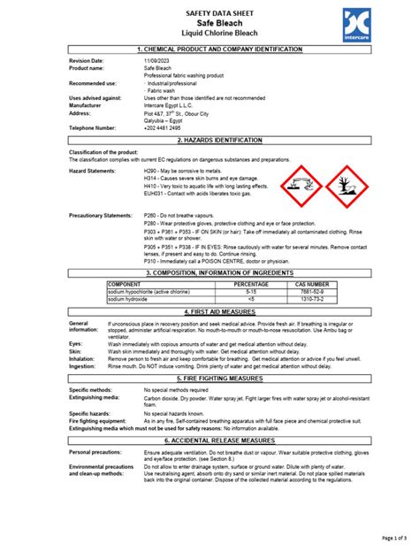 10 bleach sds. autosmartinternational.  OTHER INFORMATION Issuing date...