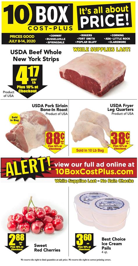 Jun 5, 2022 · 10 Box Weekly Ad West Plains, Mo March 2024 | Weekly Ad Printable 2024. ... 10Box is a “Cost Plus 10%” store in Springdale, AR. We price at cost with just 10% ... . 