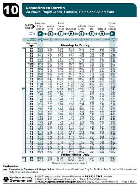 10 Bus Timetable