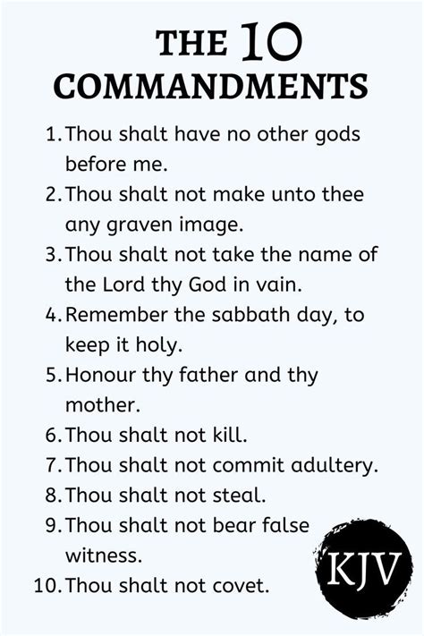 10 Commandments In Order Kjv
